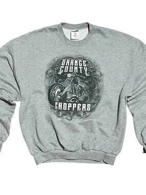 Orange County Choppers Y2K Vintage Gray Crew Neck Sweatshirt, Men's XL